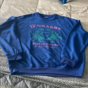 NWOT Beach lovers… Blue Crewneck Sweatshirt with Crab Design